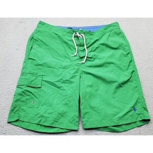 Polo Ralph Lauren Board Shorts Men's M Green Mesh Lined‎ Pony Logo Lace Up Front